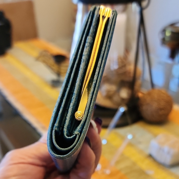 Yves Saint Laurent Teal Embossed Wallet - Picture 7 of 16
